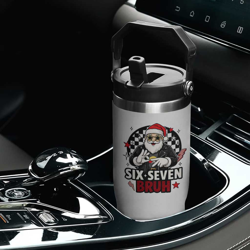 Six Seven Bruh Christmas Meme Flip Straw Tumbler Cool Santa 67 Hand Sign Street Style Vibes TS02 Print Your Wear