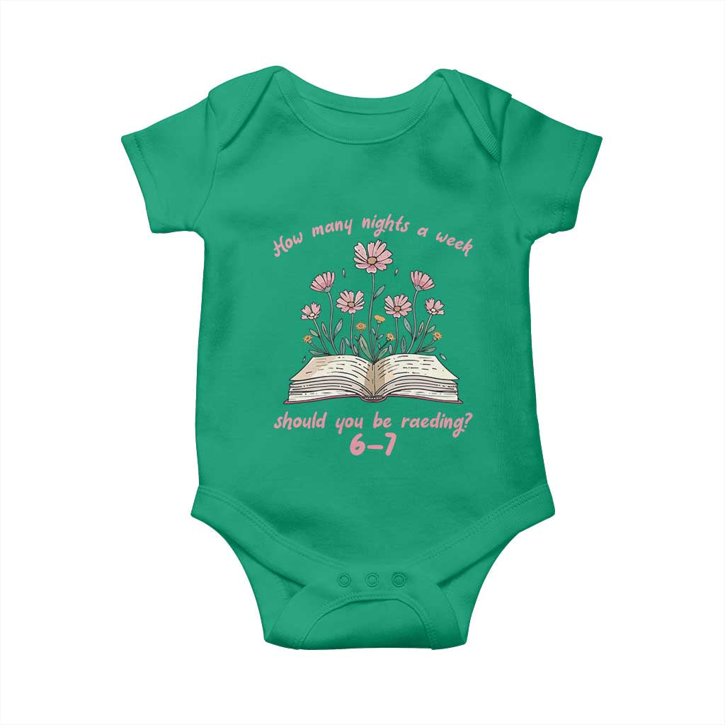How Many Nights a Week Should You Be Reading 6 7 Baby Onesie Aesthetic Floral Book TS02 Irish Green Print Your Wear