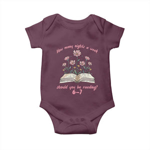 How Many Nights a Week Should You Be Reading 6 7 Baby Onesie Aesthetic Floral Book TS02 Maroon Print Your Wear
