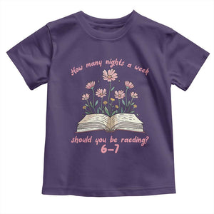 How Many Nights a Week Should You Be Reading 6 7 Toddler T Shirt Aesthetic Floral Book TS02 Purple Print Your Wear