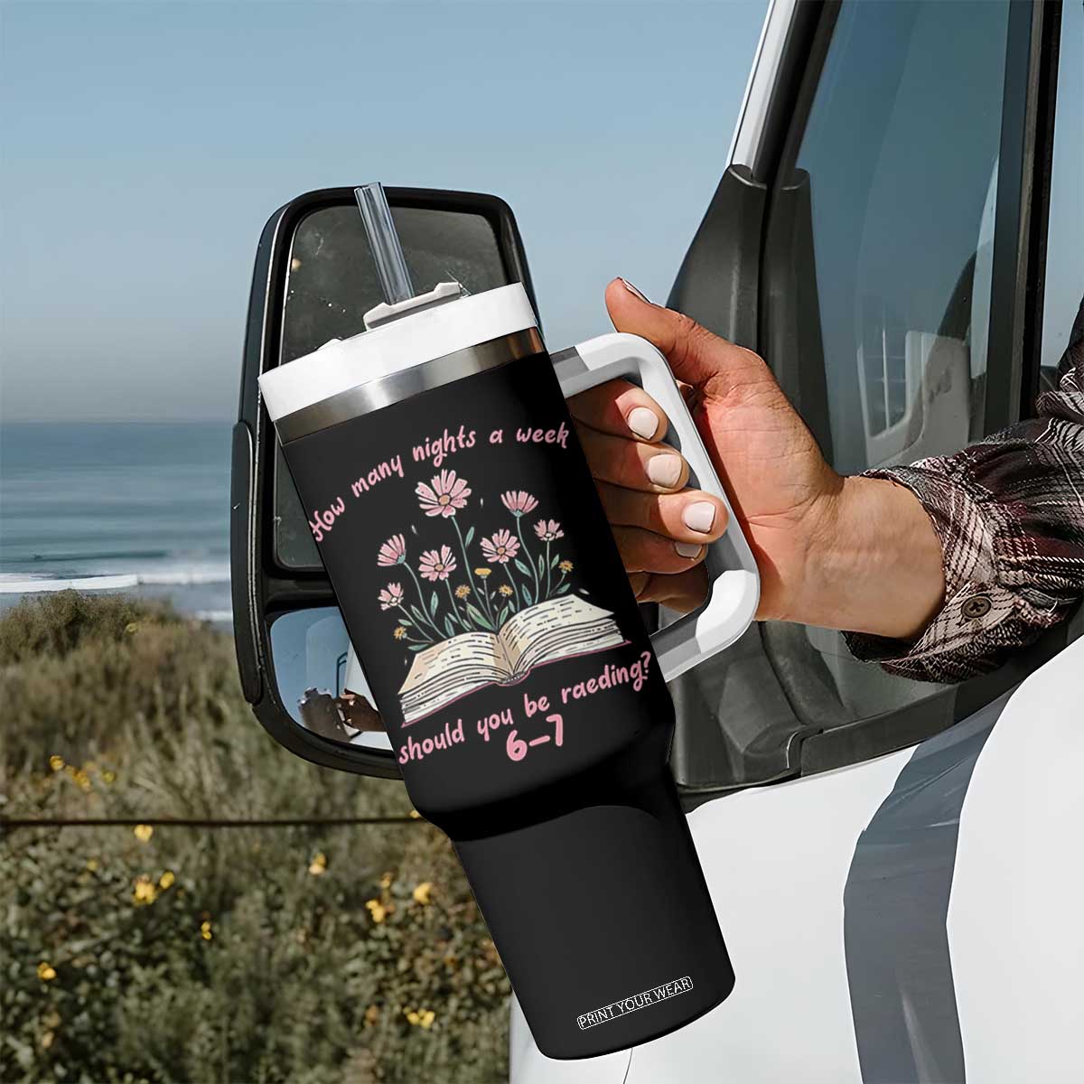 How Many Nights a Week Should You Be Reading 6 7 Tumbler With Handle Aesthetic Floral Book TS02 Print Your Wear