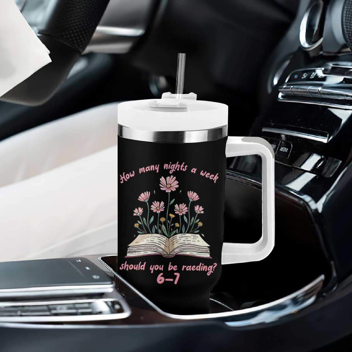 How Many Nights a Week Should You Be Reading 6 7 Tumbler With Handle Aesthetic Floral Book TS02 Print Your Wear