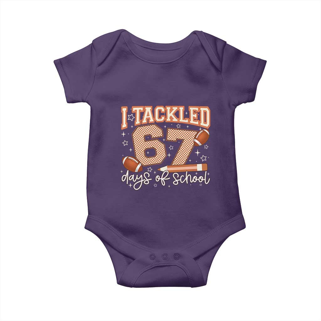 I Tackled 67 Days of School Baby Onesie Funny Six Seven Meme Football Lover Milestone TS02 Purple Print Your Wear