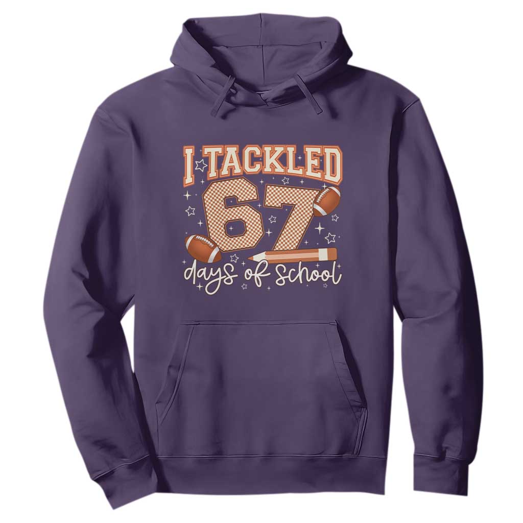 I Tackled 67 Days of School Hoodie Funny Six Seven Meme Football Lover Milestone TS02 Purple Print Your Wear