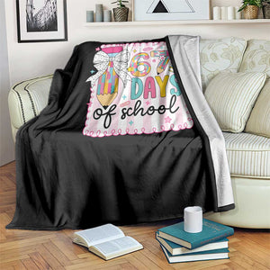 67 Days of School Throw Blanket Six Seven Cute Girly Pencil and Bow for Students Teachers TS02 Print Your Wear