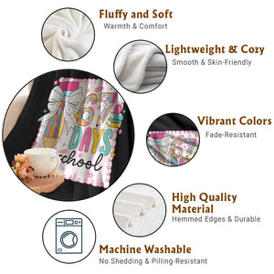 67 Days of School Throw Blanket Six Seven Cute Girly Pencil and Bow for Students Teachers TS02 Print Your Wear