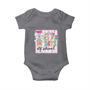 67 Days of School Baby Onesie Six Seven Cute Girly Pencil and Bow for Students Teachers TS02 Charcoal Print Your Wear