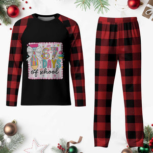 67 Days of School Plaid Pajama Set Six Seven Cute Girly Pencil and Bow for Students Teachers TS02 Buffalo Plaid Print Your Wear