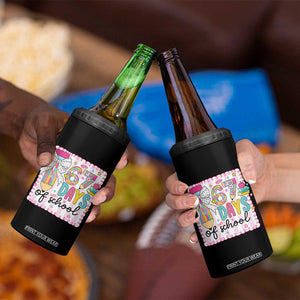 67 Days of School 4 in 1 Can Cooler Tumbler Six Seven Cute Girly Pencil and Bow for Students Teachers TS02 Print Your Wear