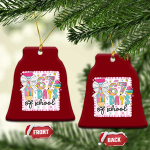 67 Days of School Ceramic Ornament Six Seven Cute Girly Pencil and Bow for Students Teachers TS02 Print Your Wear