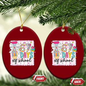 67 Days of School Ceramic Ornament Six Seven Cute Girly Pencil and Bow for Students Teachers TS02 Print Your Wear