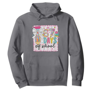 67 Days of School Hoodie Six Seven Cute Girly Pencil and Bow for Students Teachers TS02 Charcoal Print Your Wear