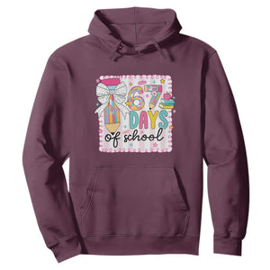 67 Days of School Hoodie Six Seven Cute Girly Pencil and Bow for Students Teachers TS02 Maroon Print Your Wear