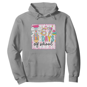 67 Days of School Hoodie Six Seven Cute Girly Pencil and Bow for Students Teachers TS02 Sport Gray Print Your Wear