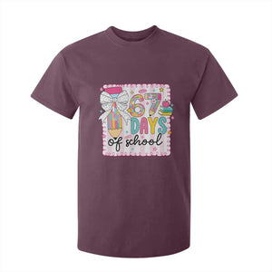 67 Days of School T Shirt For Kid Six Seven Cute Girly Pencil and Bow for Students Teachers TS02 Maroon Print Your Wear