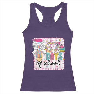67 Days of School Racerback Tank Top Six Seven Cute Girly Pencil and Bow for Students Teachers TS02 Purple Print Your Wear