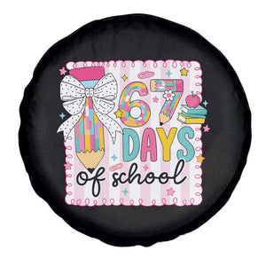67 Days of School Spare Tire Cover Six Seven Cute Girly Pencil and Bow for Students Teachers TS02 Print Your Wear