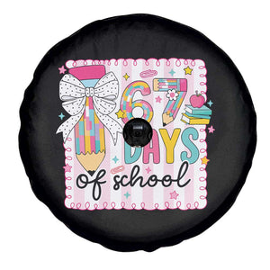 67 Days of School Spare Tire Cover Six Seven Cute Girly Pencil and Bow for Students Teachers TS02 Print Your Wear