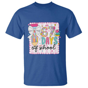 67 Days of School T Shirt Six Seven Cute Girly Pencil and Bow for Students Teachers TS02 Royal Blue Print Your Wear