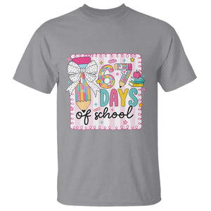 67 Days of School T Shirt Six Seven Cute Girly Pencil and Bow for Students Teachers TS02 Sport Gray Print Your Wear