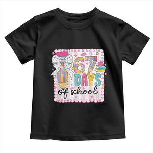 67 Days of School Toddler T Shirt Six Seven Cute Girly Pencil and Bow for Students Teachers TS02 Black Print Your Wear