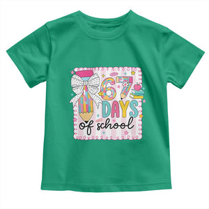 67 Days of School Toddler T Shirt Six Seven Cute Girly Pencil and Bow for Students Teachers TS02 Irish Green Print Your Wear