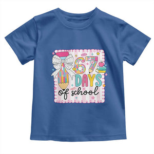 67 Days of School Toddler T Shirt Six Seven Cute Girly Pencil and Bow for Students Teachers TS02 Royal Blue Print Your Wear