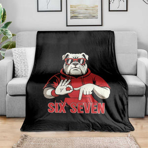 Six Seven Bulldog Meme Throw Blanket Funny 67 Mascot Signs Internet Brainrot Lover TS02 Print Your Wear