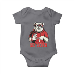 Six Seven Bulldog Meme Baby Onesie Funny 67 Mascot Signs Internet Brainrot Lover TS02 Charcoal Print Your Wear