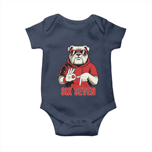 Six Seven Bulldog Meme Baby Onesie Funny 67 Mascot Signs Internet Brainrot Lover TS02 Navy Print Your Wear