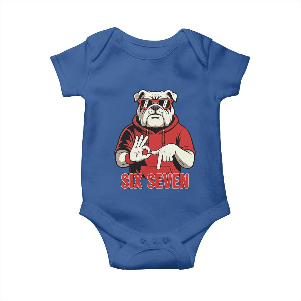 Six Seven Bulldog Meme Baby Onesie Funny 67 Mascot Signs Internet Brainrot Lover TS02 Royal Blue Print Your Wear