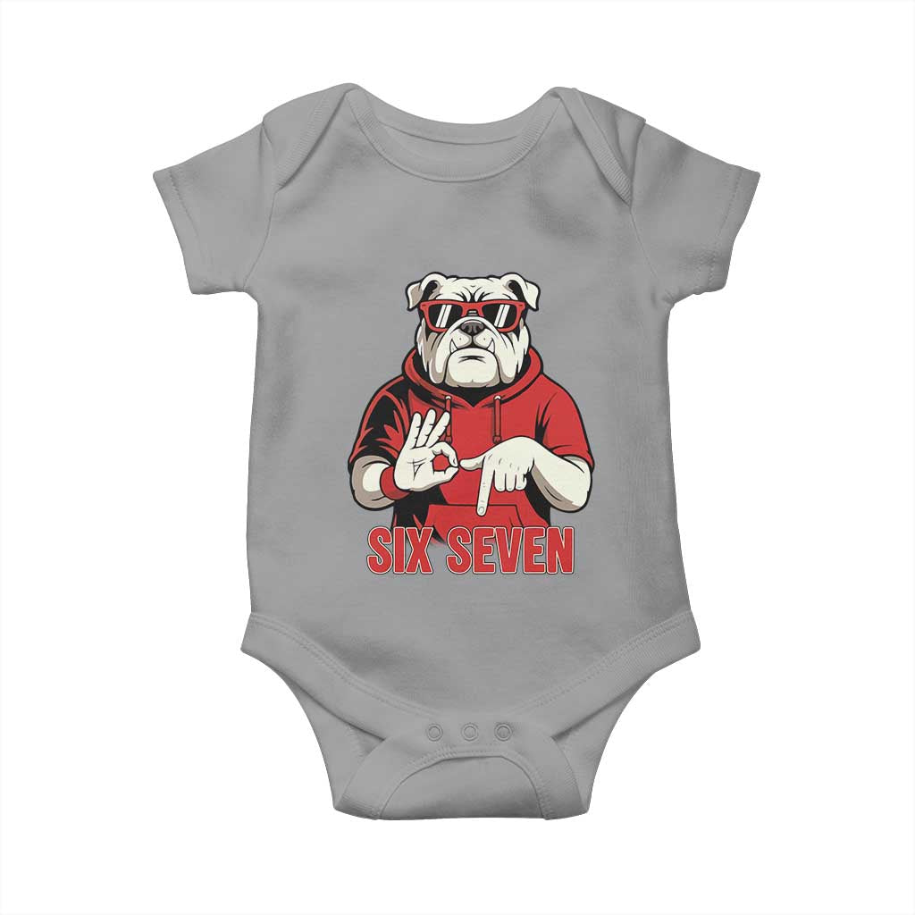 Six Seven Bulldog Meme Baby Onesie Funny 67 Mascot Signs Internet Brainrot Lover TS02 Sport Gray Print Your Wear