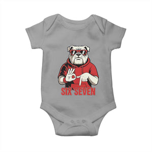 Six Seven Bulldog Meme Baby Onesie Funny 67 Mascot Signs Internet Brainrot Lover TS02 Sport Gray Print Your Wear