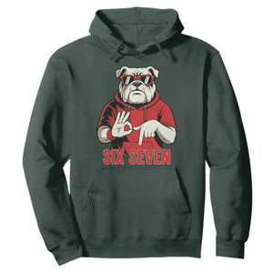 Six Seven Bulldog Meme Hoodie Funny 67 Mascot Signs Internet Brainrot Lover TS02 Dark Forest Green Print Your Wear