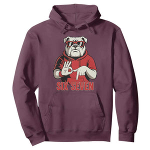 Six Seven Bulldog Meme Hoodie Funny 67 Mascot Signs Internet Brainrot Lover TS02 Maroon Print Your Wear