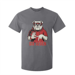 Six Seven Bulldog Meme T Shirt For Kid Funny 67 Mascot Signs Internet Brainrot Lover TS02 Charcoal Print Your Wear