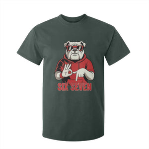 Six Seven Bulldog Meme T Shirt For Kid Funny 67 Mascot Signs Internet Brainrot Lover TS02 Dark Forest Green Print Your Wear