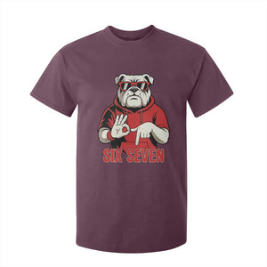 Six Seven Bulldog Meme T Shirt For Kid Funny 67 Mascot Signs Internet Brainrot Lover TS02 Maroon Print Your Wear