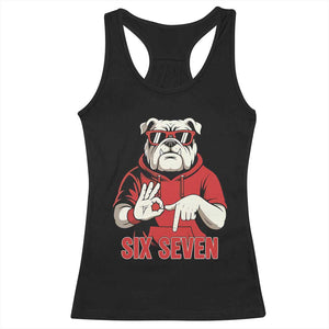 Six Seven Bulldog Meme Racerback Tank Top Funny 67 Mascot Signs Internet Brainrot Lover TS02 Black Print Your Wear