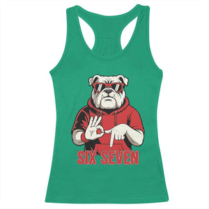 Six Seven Bulldog Meme Racerback Tank Top Funny 67 Mascot Signs Internet Brainrot Lover TS02 Irish Green Print Your Wear