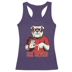 Six Seven Bulldog Meme Racerback Tank Top Funny 67 Mascot Signs Internet Brainrot Lover TS02 Purple Print Your Wear