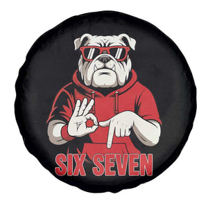 Six Seven Bulldog Meme Spare Tire Cover Funny 67 Mascot Signs Internet Brainrot Lover TS02 Print Your Wear