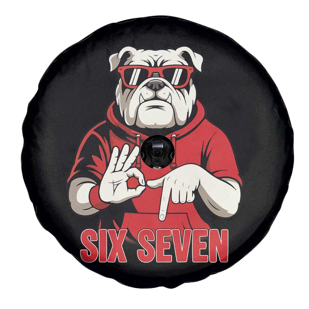 Six Seven Bulldog Meme Spare Tire Cover Funny 67 Mascot Signs Internet Brainrot Lover TS02 Print Your Wear