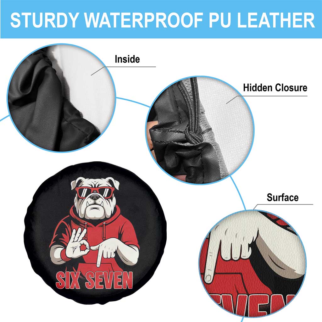 Six Seven Bulldog Meme Spare Tire Cover Funny 67 Mascot Signs Internet Brainrot Lover TS02 Print Your Wear