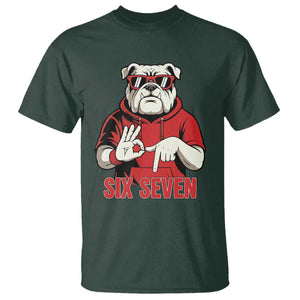 Six Seven Bulldog Meme T Shirt Funny 67 Mascot Signs Internet Brainrot Lover TS02 Dark Forest Green Print Your Wear