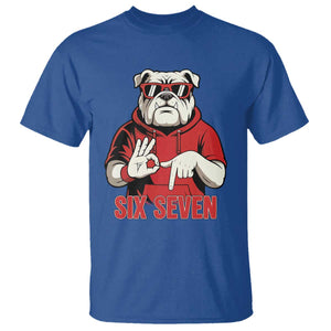 Six Seven Bulldog Meme T Shirt Funny 67 Mascot Signs Internet Brainrot Lover TS02 Royal Blue Print Your Wear