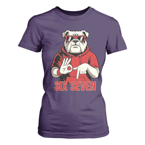 Six Seven Bulldog Meme T Shirt For Women Funny 67 Mascot Signs Internet Brainrot Lover TS02 Purple Print Your Wear