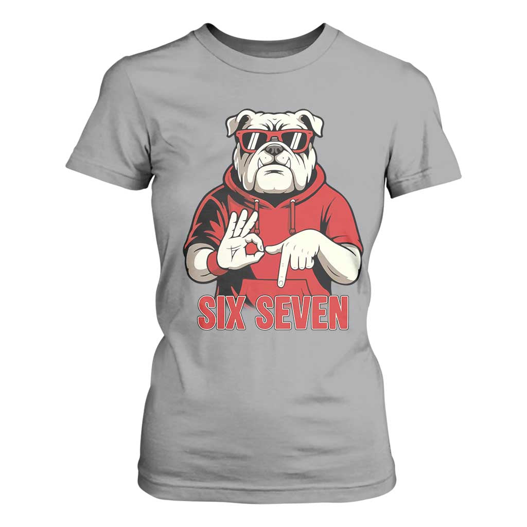 Six Seven Bulldog Meme T Shirt For Women Funny 67 Mascot Signs Internet Brainrot Lover TS02 Sport Gray Print Your Wear
