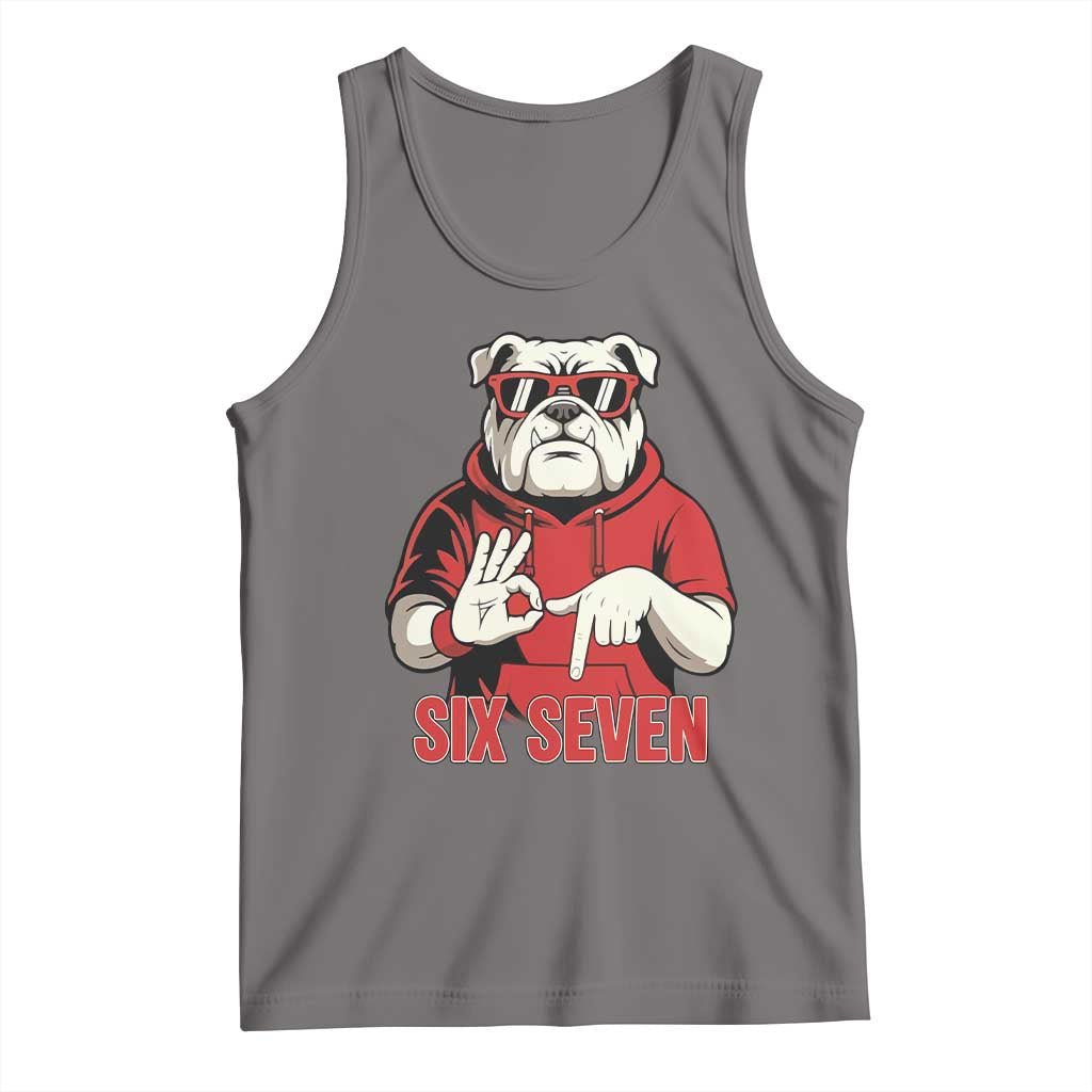 Six Seven Bulldog Meme Tank Top Funny 67 Mascot Signs Internet Brainrot Lover TS02 Deep Heather Print Your Wear