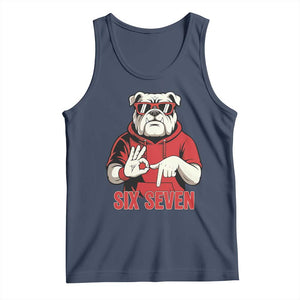 Six Seven Bulldog Meme Tank Top Funny 67 Mascot Signs Internet Brainrot Lover TS02 Navy Print Your Wear